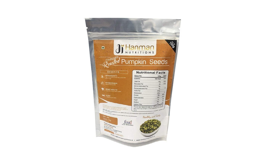 Hanman Nutritions Chatpata Roasted Pumpkin Seeds    Pack  150 grams